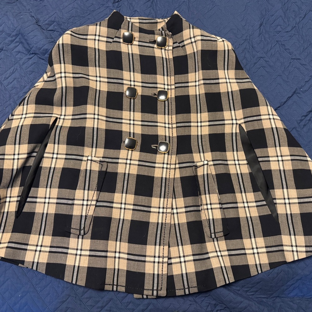Kate Spade plaid cape with pockets